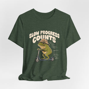 Slow Progress Counts | Frog t-shirt - Zenfull Heart self love and healing affirmation apparel
