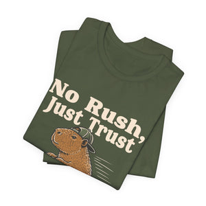 No Rush, Just Trust | Capybara t-shirt - Zenfull Heart self love and healing affirmation apparel