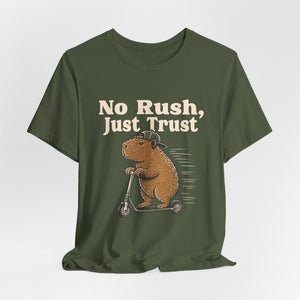No Rush, Just Trust | Capybara t-shirt - Zenfull Heart self love and healing affirmation apparel