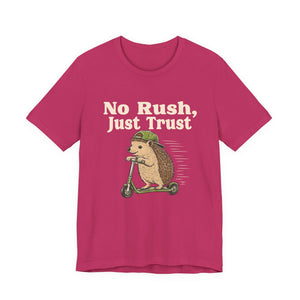 No Rush, Just Trust | Hedgehog t-shirt - Zenfull Heart self love and healing affirmation apparel