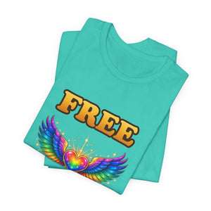 Free Hugs | Rainbow Winged Heart | Deluxe Tee