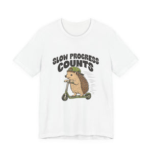 Slow Progress Counts | Hedgehog t-shirt - Zenfull Heart self love and healing affirmation apparel