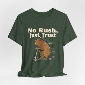 No Rush, Just Trust | Capybara t-shirt - Zenfull Heart self love and healing affirmation apparel