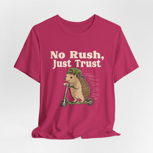 No Rush, Just Trust | Hedgehog t-shirt - Zenfull Heart self love and healing affirmation apparel