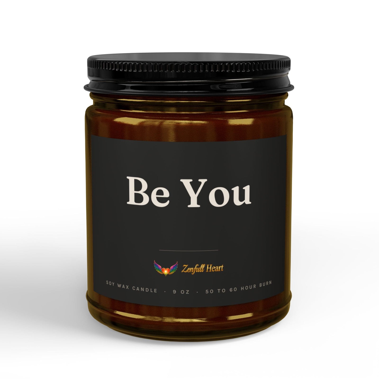 Be You affirmation soy candle in amber glass, Zenfull Heart