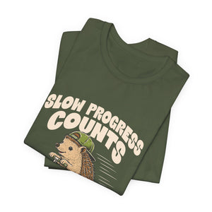 Slow Progress Counts | Hedgehog t-shirt - Zenfull Heart self love and healing affirmation apparel