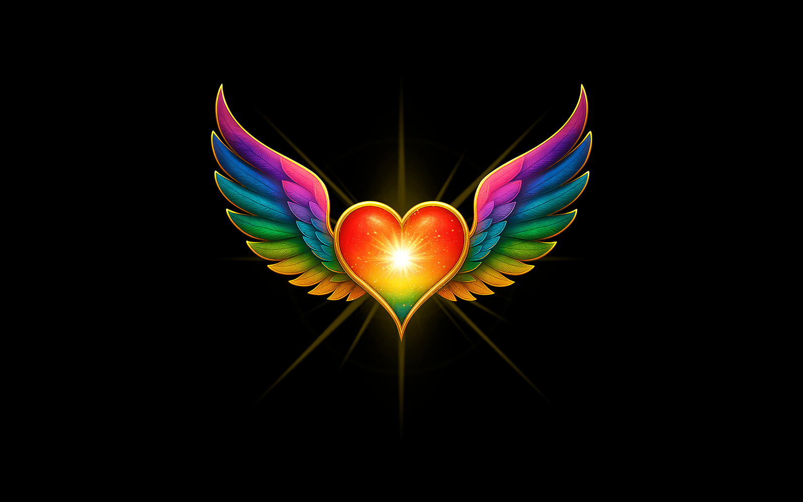 Zenfull Heart winged rainbow heart