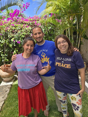 Friends of Zenfull Heart wearing the Source Energy Loading, Inhale Gratitude and Self-Love = Peace tees