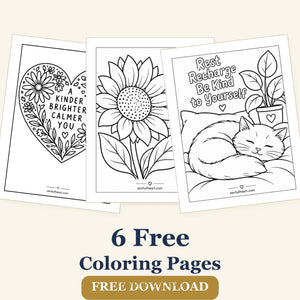 Six free printable affirmation coloring pages from Zenfull Heart