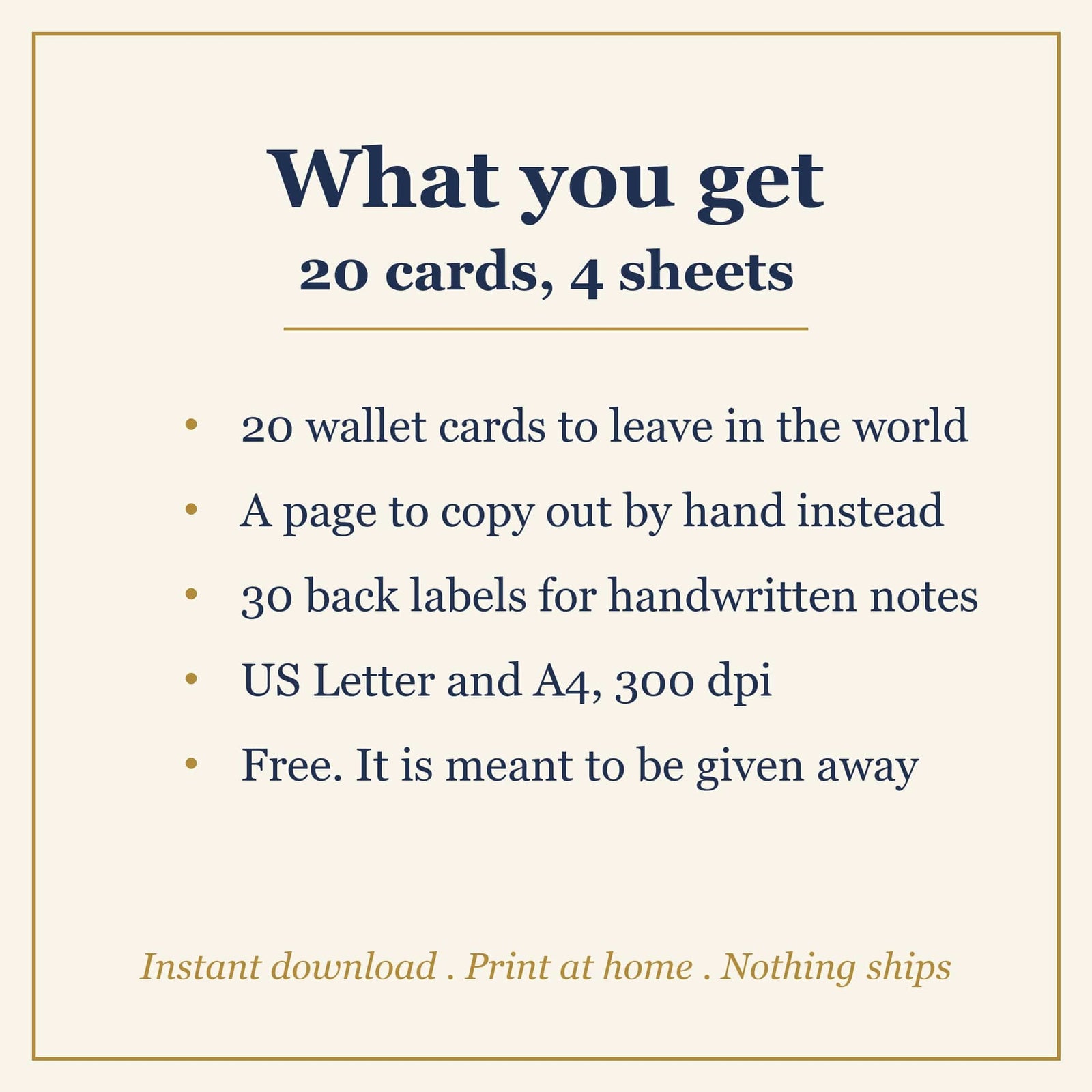 20 printable ripple cards to leave for a stranger, free download